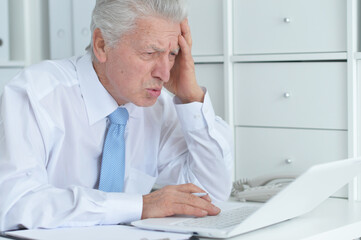 mature businessman working  in office