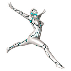 3D Rendering Female Robot on White