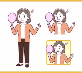 Elderly woman with gray hair