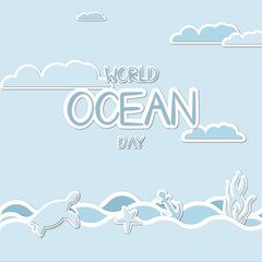 World ocean day background illustration, poster, design . High quality illustration 