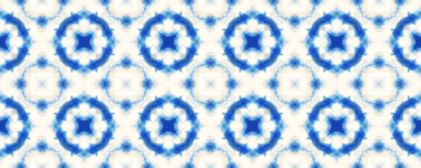 Blue Japanese Tie-Dye Watercolor Seamless Pattern. Natural Geometric Male Summer Pattern. Distressed Paint Brush Asiatic Teal. Geometric Hand Painted Fabric Texture. Watercolor Brush Paint.