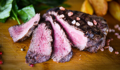 delicious beed steak on the grill