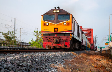 Fototapeta premium The train is moving at speed on the track.