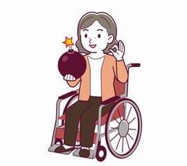 Elderly woman with gray hair