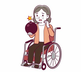 Elderly woman with gray hair