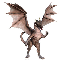 3D Rendering Fairy Tale Dragon on White