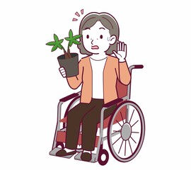 Elderly woman with gray hair