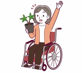 Elderly woman with gray hair