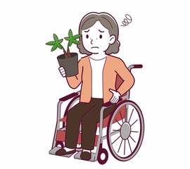 Elderly woman with gray hair