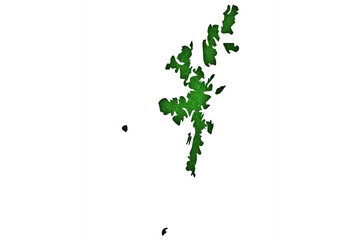 Karte von Shetland Inseln auf grünem Filz