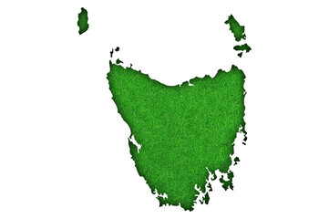 Fototapeta premium Karte von Tasmanien auf grünem Filz