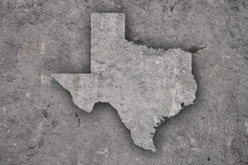 Karte von Texas auf verwittertem Beton