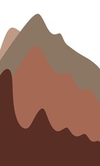Abstract simple isolated mountains poster in muted earth colors of terracotta. Scenic basic colorful landscape view. Flat and simple illustration great as template, backdrop or print.