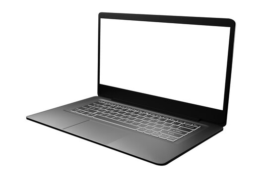 Isolated laptop with empty space on white background 3d illustration style