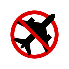 Obraz premium No airplane sign. Prohibition sign. Forbidden round sign. Vector illustration
