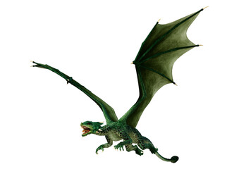 3D Rendering Fairy Tale Dragon on White