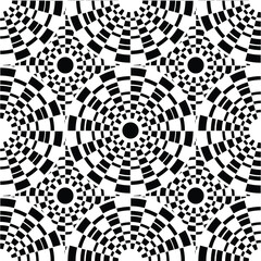 Seamless black and white pattern in the form of abstract circles.  vector 
