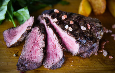 delicious beed steak on the grill