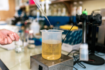 Closeup Faceless Scientist Working in Lab