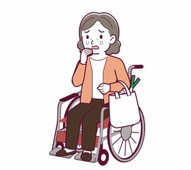 Elderly woman with gray hair