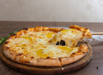 Delicious pizza, Traditional Italian pizza.