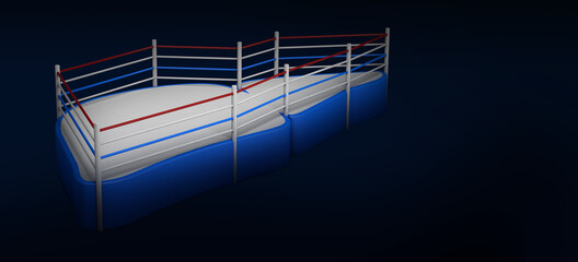 Liver shaped boxing ring on dark background with copy space. Liver concept. 3d illustration.