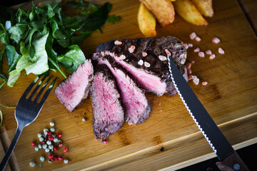 delicious beed steak on the grill