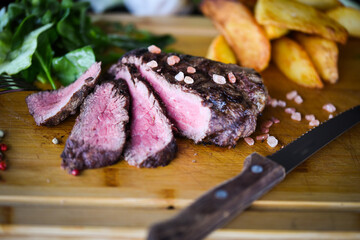 delicious beed steak on the grill