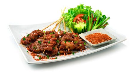 Spicy Mala Pork Intestine skewers Chinese Spice style
