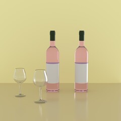 3D rendering red wine bottle
