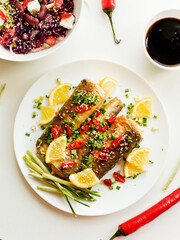 Baked hake fish
