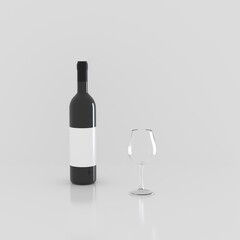3D rendering red wine bottle