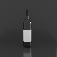 3D rendering red wine bottle