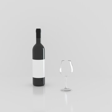 3D rendering red wine bottle