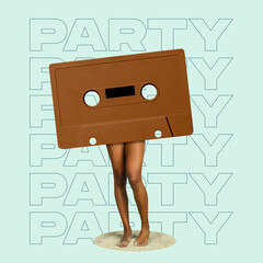 Contemporary art collage, modern design. Party mood