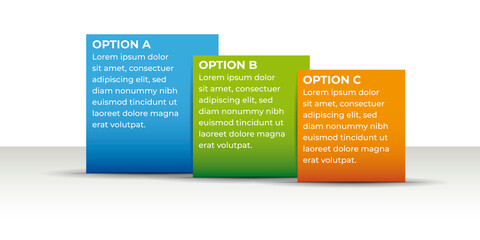 Infographic 3 options template 3D vector.