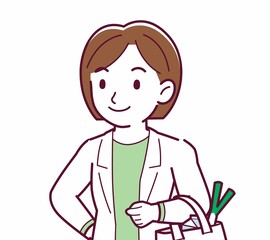 Young woman in a lab coat