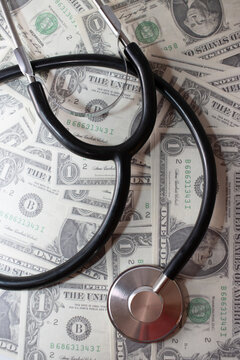 Stethoscope On 1dollar Bill Background studio shoot