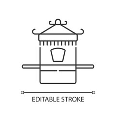 Chinese sedan chair linear icon. Ancient vehicle for transportation. Asian culture. Thin line customizable illustration. Contour symbol. Vector isolated outline drawing. Editable stroke