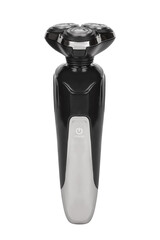 Modern cordless shaving machine isolated on white background. Cordless electric shaver.

