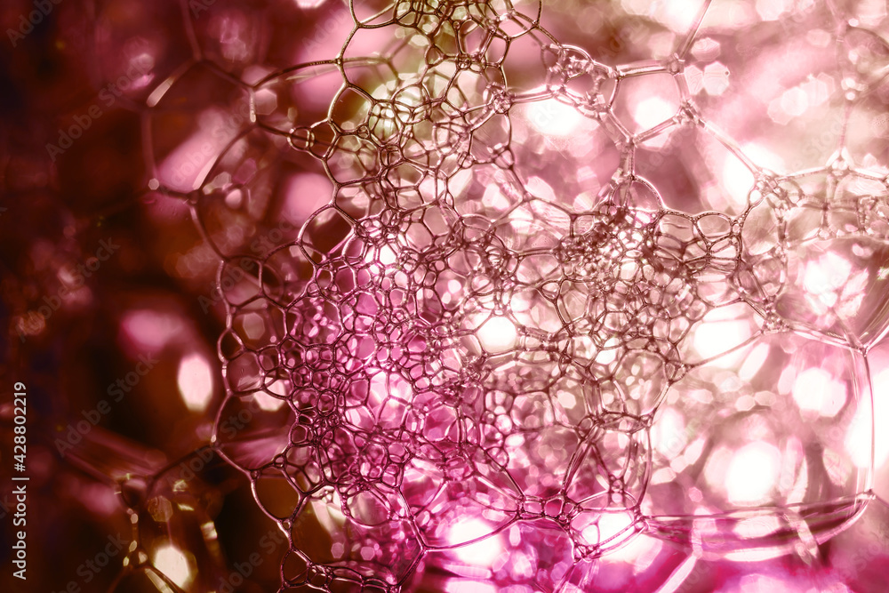 Fototapete close up beautiful abstract soap bubbles. background pattern for design. macro photography view.