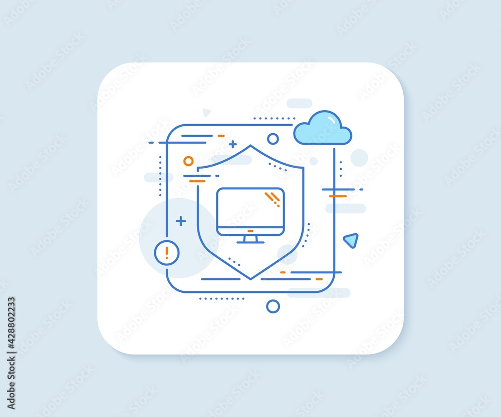Poster computer line icon. abstract vector button. pc component sign. monitor symbol. computer line icon. p