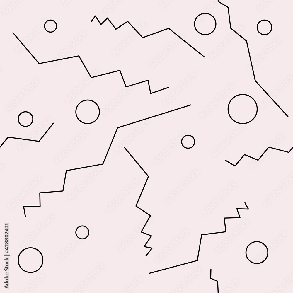 Poster zig zag waves and circles. vector.