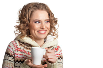 portrait of beautiful woman with cup