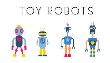 Isolated toy robots vector