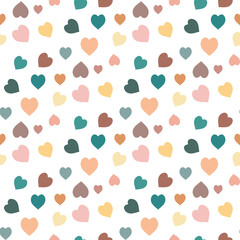 Seamless pattern with cute hearts on white background. Vector image.