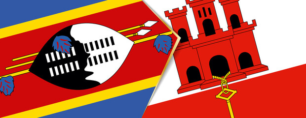 Swaziland and Gibraltar flags, two vector flags.