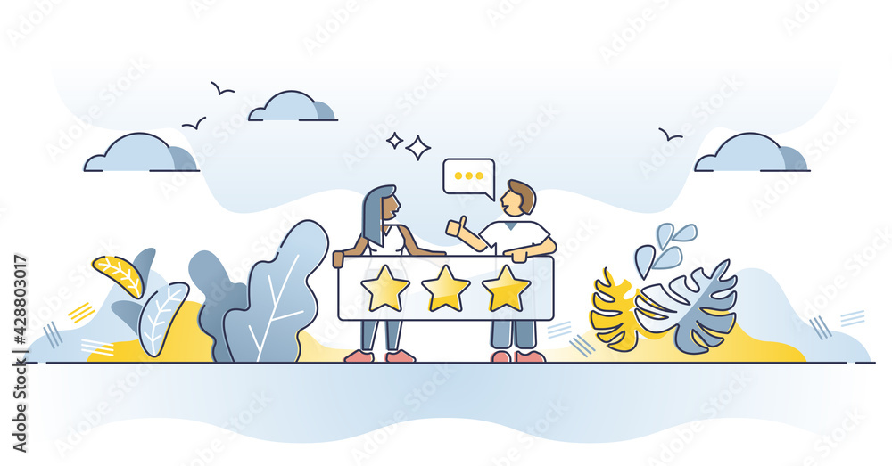 Poster feedback as product or service evaluation with stars rating outline concept. business customer comme