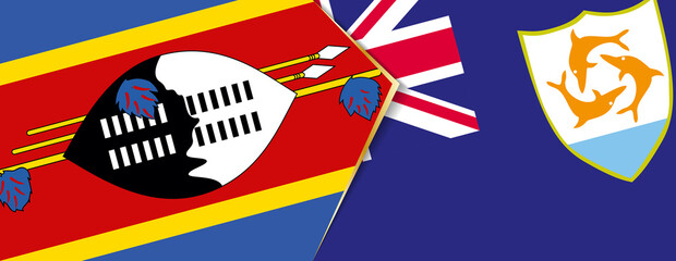 Swaziland and Anguilla flags, two vector flags.