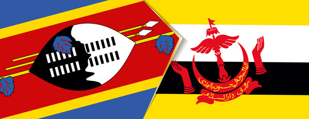 Swaziland and Brunei flags, two vector flags.